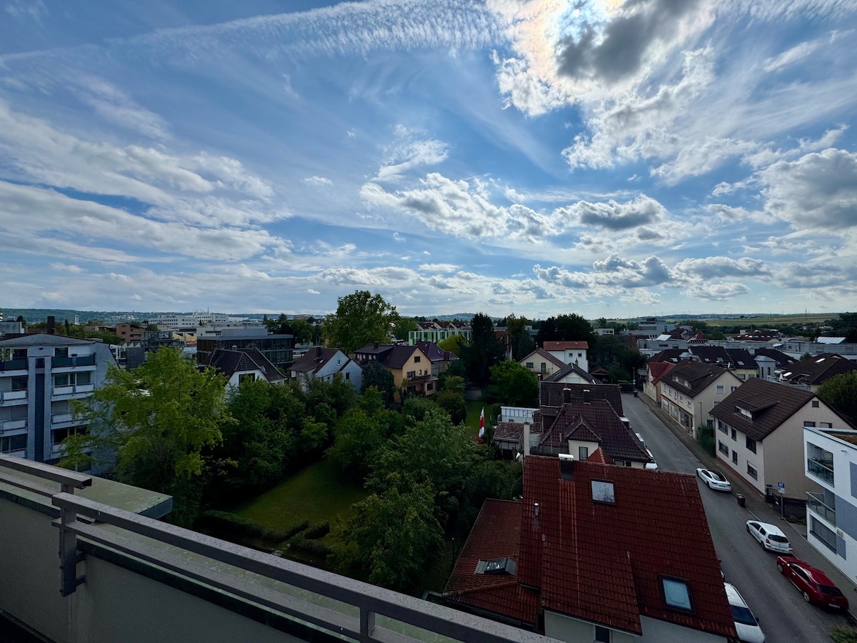 Dachterrasse & Aussicht – Sunset Suite Ditzingen 5